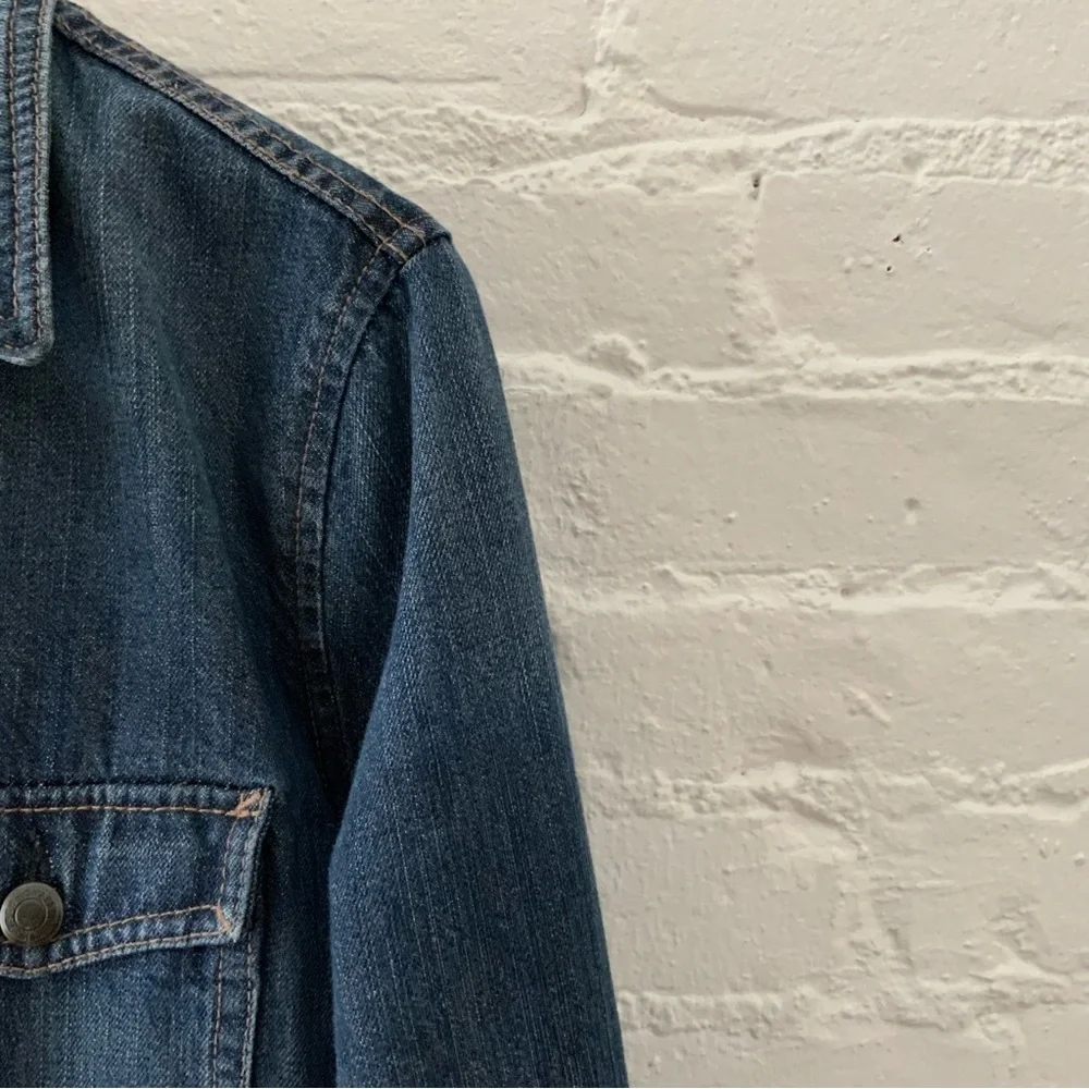 Vintage Chaps Womens Jean Jacket Dark Blue Denim Blazer Jacket Fitted Minimalist - Picture 2 of 14